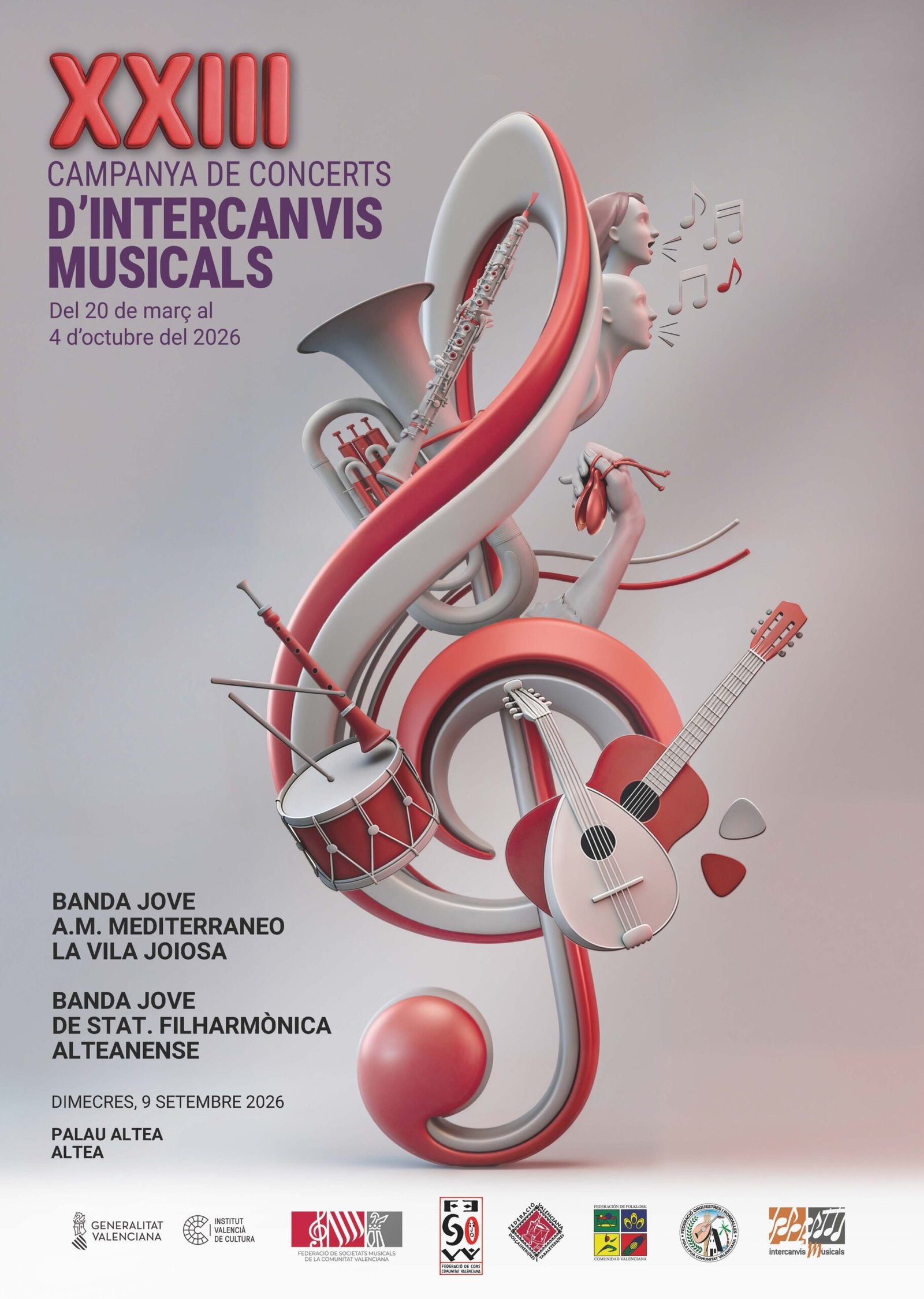 Concert de la Banda Jove A. M. Mediterraneo La Vila Joiosa i la Banda Jove de la Stat. Filharmònica Alteanense